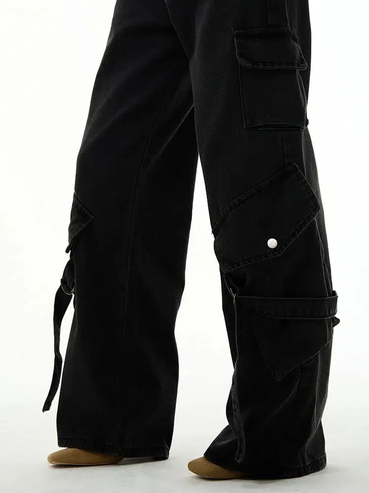 Loose-fit Black Straight-leg Cargo Pants