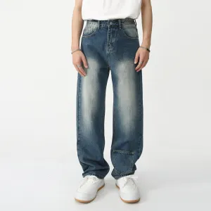 Loose Straight Wash Frayed Vintage Jeans