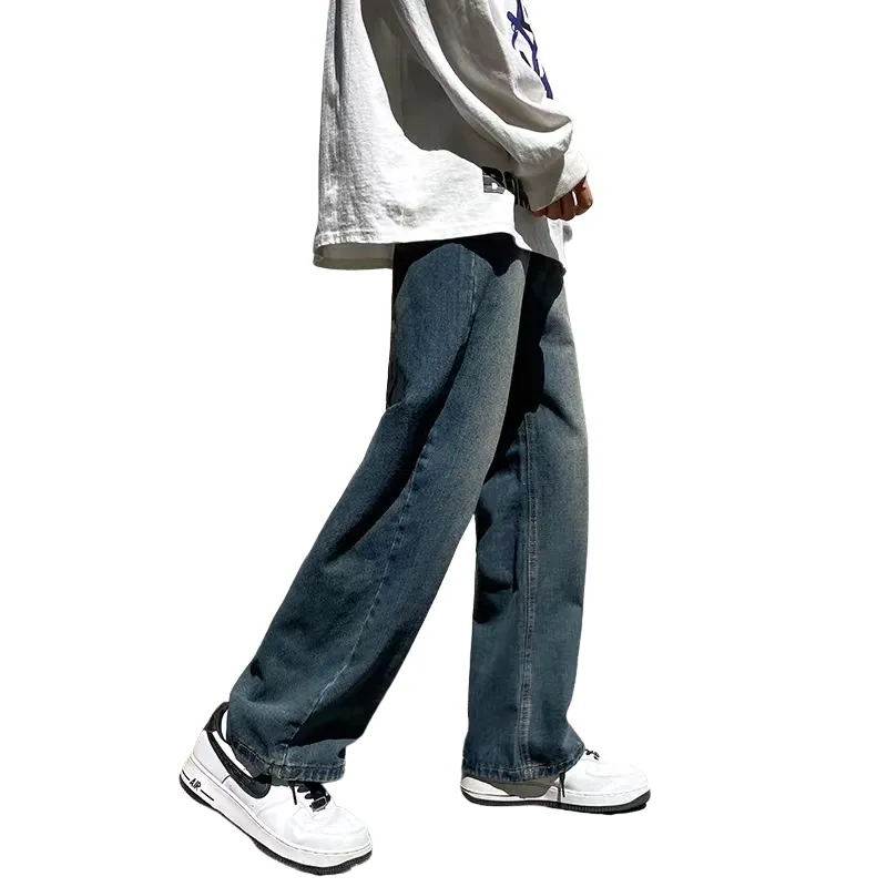 Loose Washed Obsolescence Straight Jeans