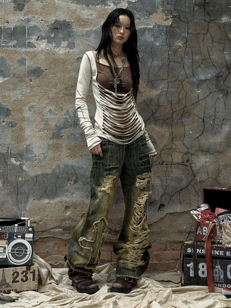loose wide-leg jeans