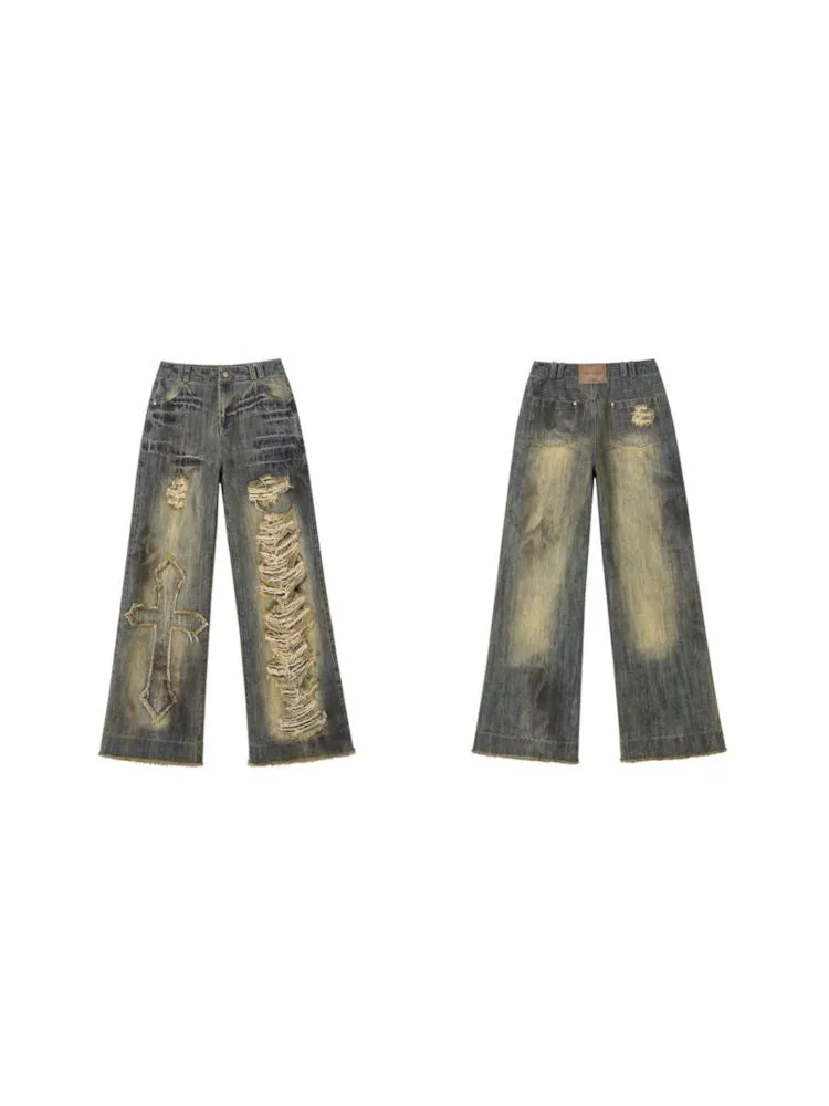 loose wide-leg jeans