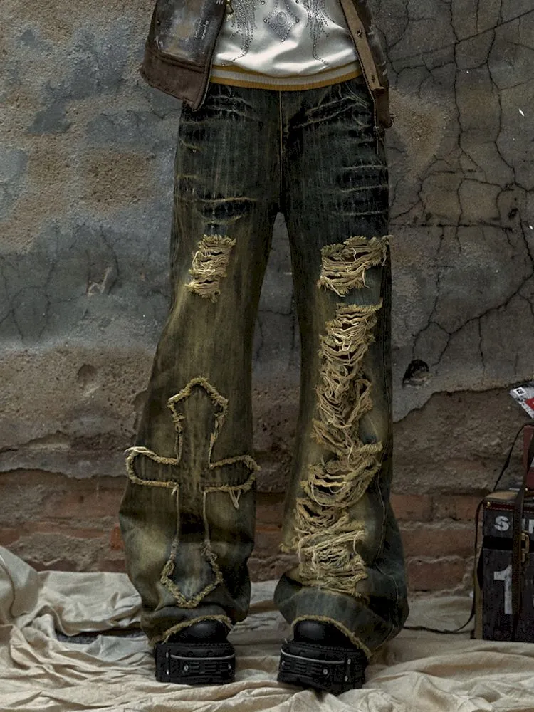 loose wide-leg jeans