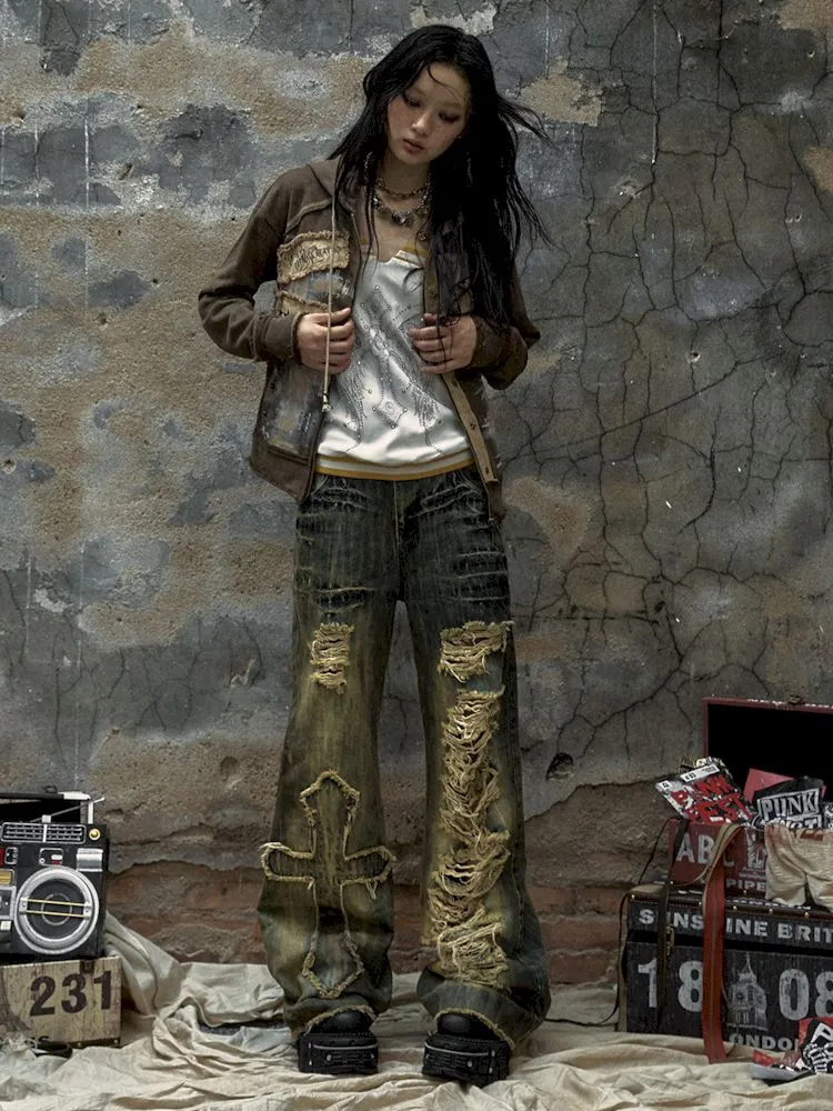 loose wide-leg jeans