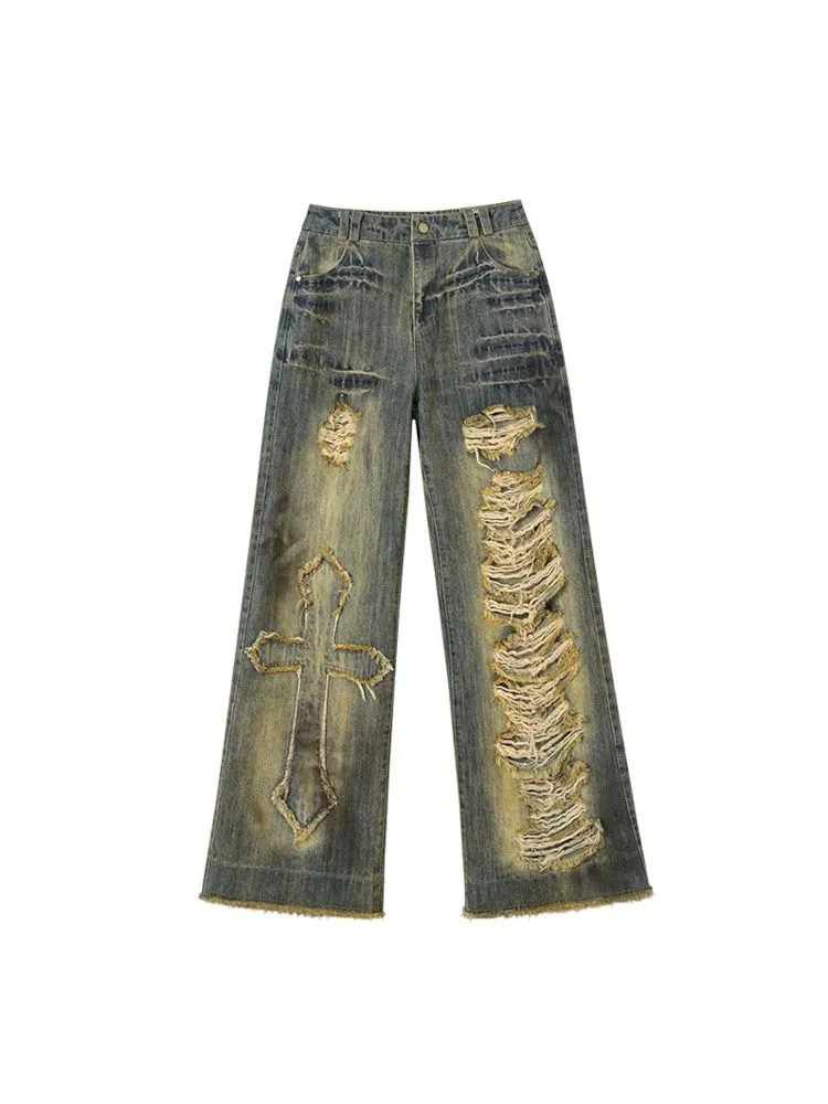 loose wide-leg jeans