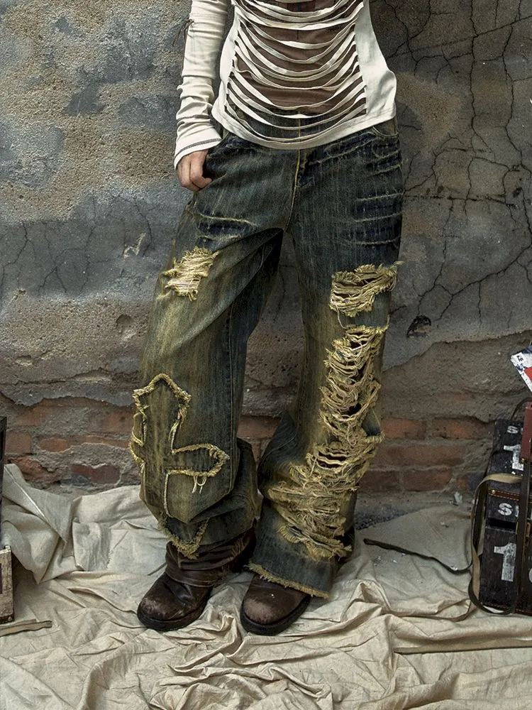 loose wide-leg jeans
