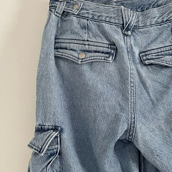 Madewell Low-Slung Straight Cargo Baggy Jeans in Coleman Wash Wide Leg