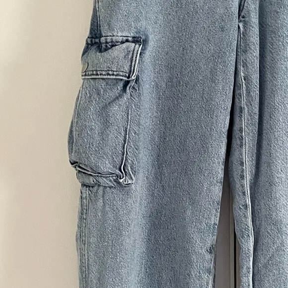Madewell Low-Slung Straight Cargo Baggy Jeans in Coleman Wash Wide Leg