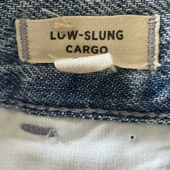 Madewell Low-Slung Straight Cargo Baggy Jeans in Coleman Wash Wide Leg