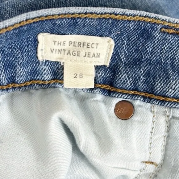 Madewell The Perfect Vintage Jean Raw Frayed Hem Jeans 28