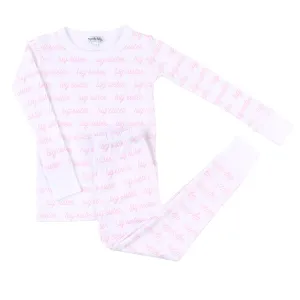 Magnolia Baby Big and Little Printed Long Pajama - Pink/Big Sister