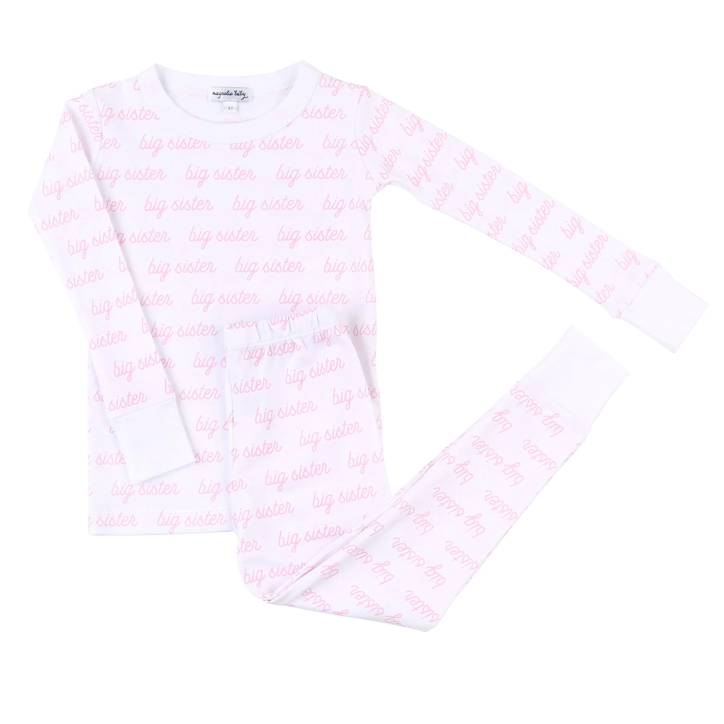 Magnolia Baby Big and Little Printed Long Pajama - Pink/Big Sister