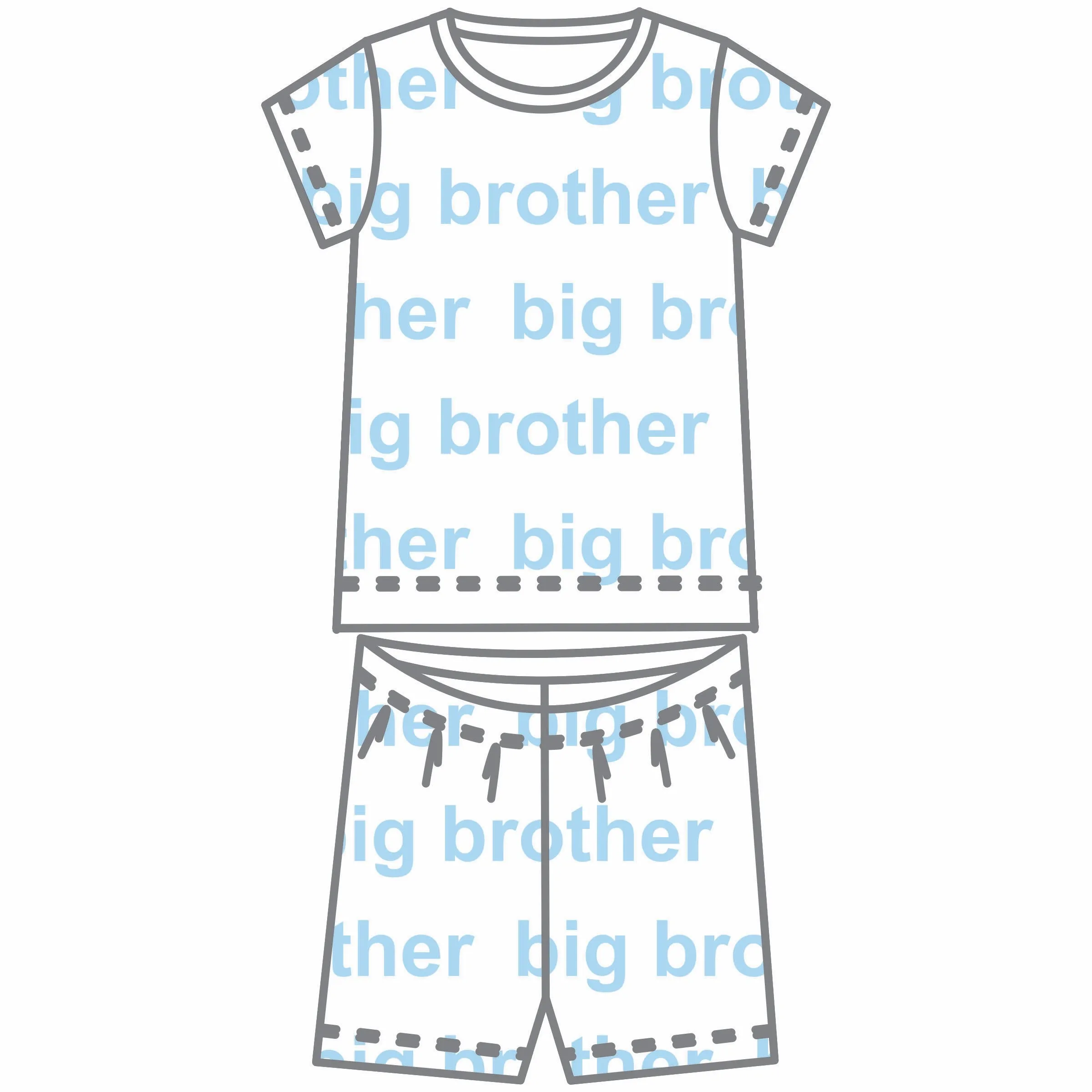 Magnolia Baby Big and Little Printed Short Pajamas - Blue/Big Brother