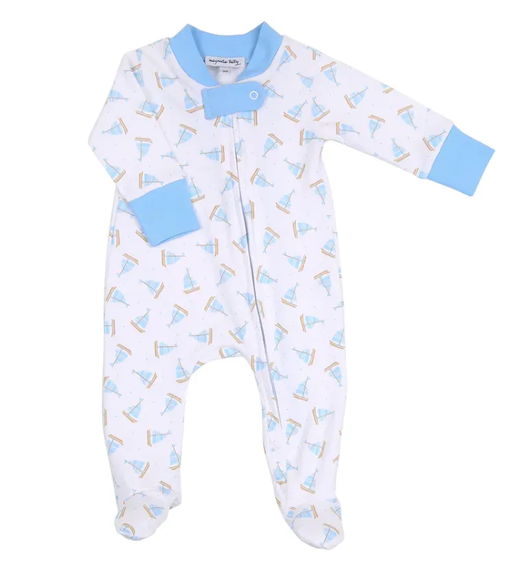 Magnolia Baby Tiny Sailboat Zipped Footie