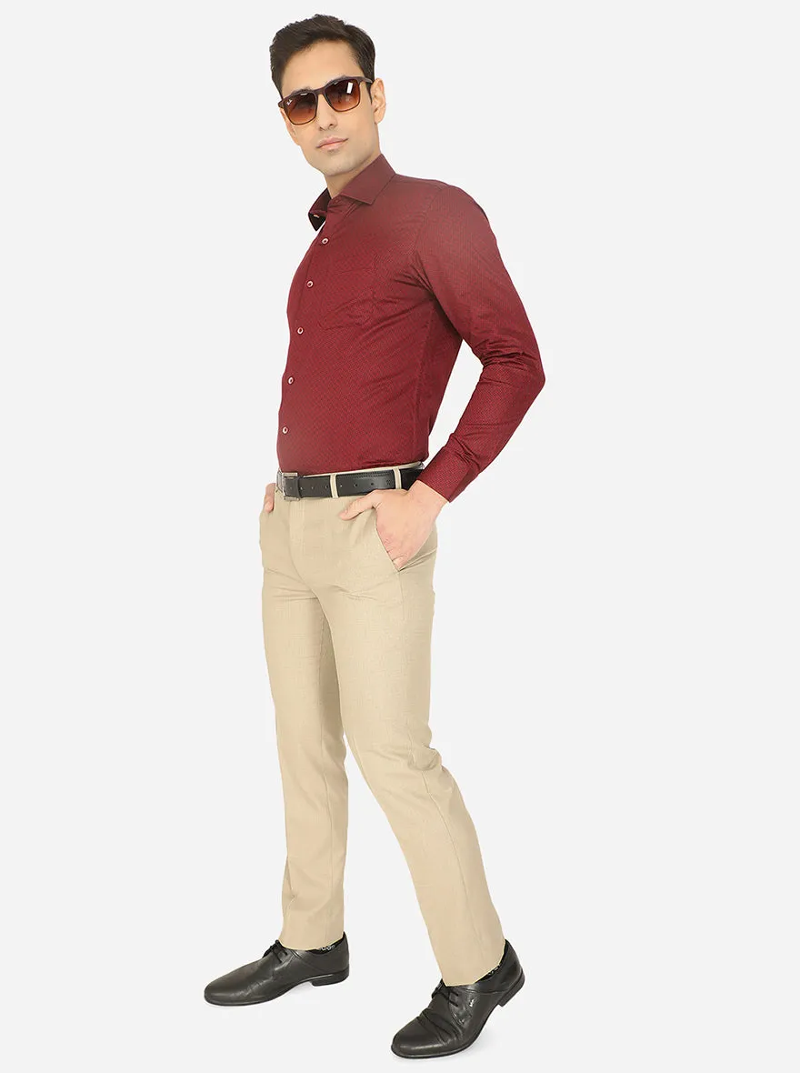 Maroon Printed Slim Fit Formal Shirt | Greenfibre