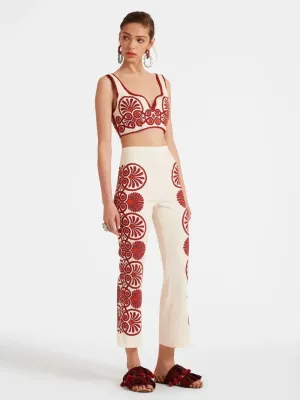 Medallion Placée Cream Stretch Pants