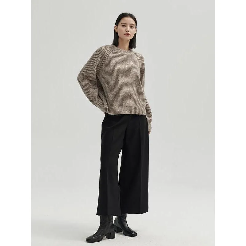 Melange Wool Warm Loose-Fit Pullover