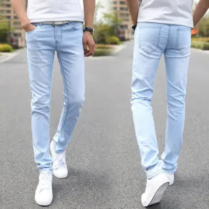 Men Elastic Casual Straight Jeans Mid Cowboy Pants Skinny Blue Men Brand Jeans Stretch Jeans Men Size 27-36 rwy801