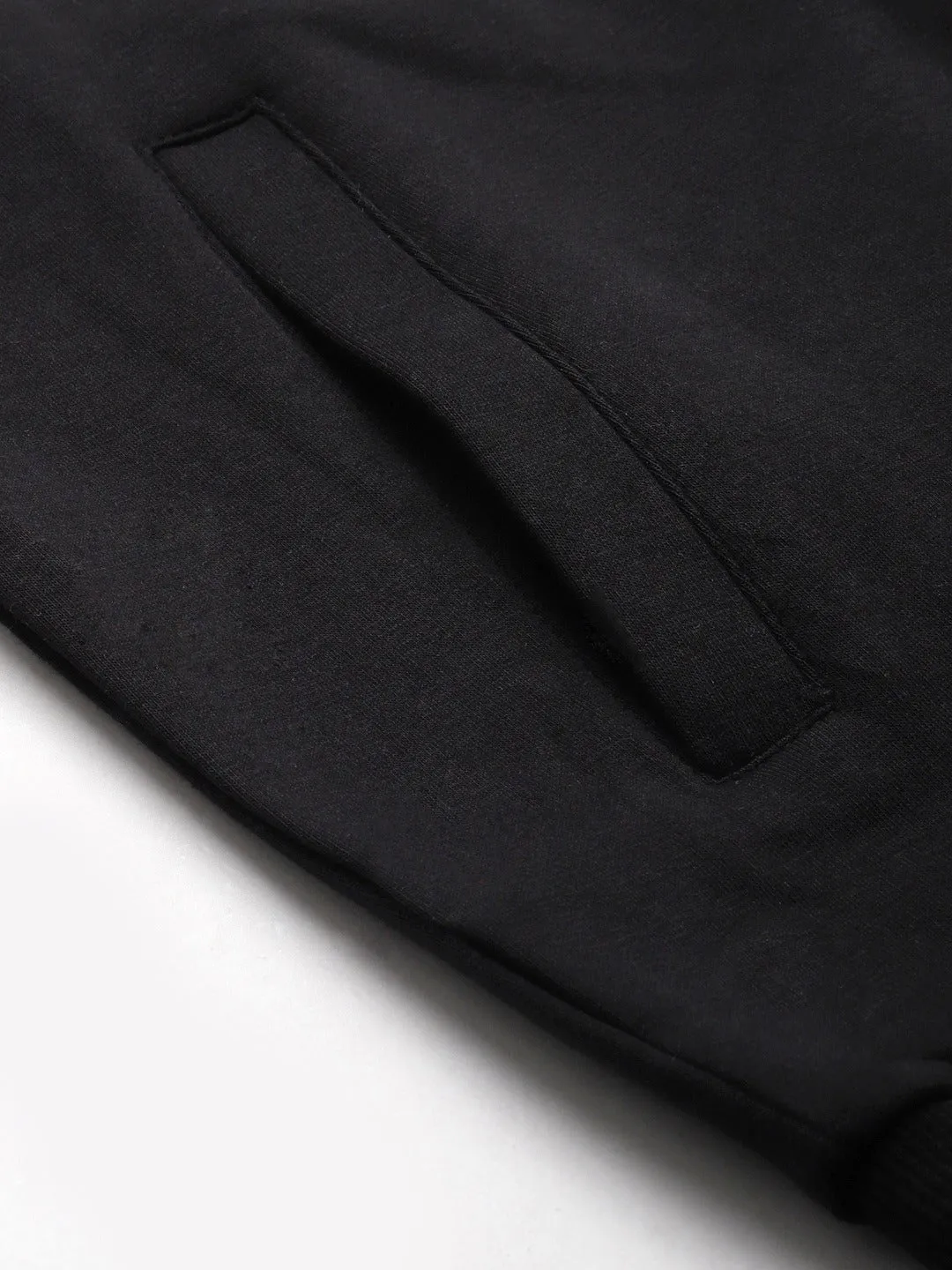 Men's Black & White Colorblocked Pure Cotton Sporty Jacket