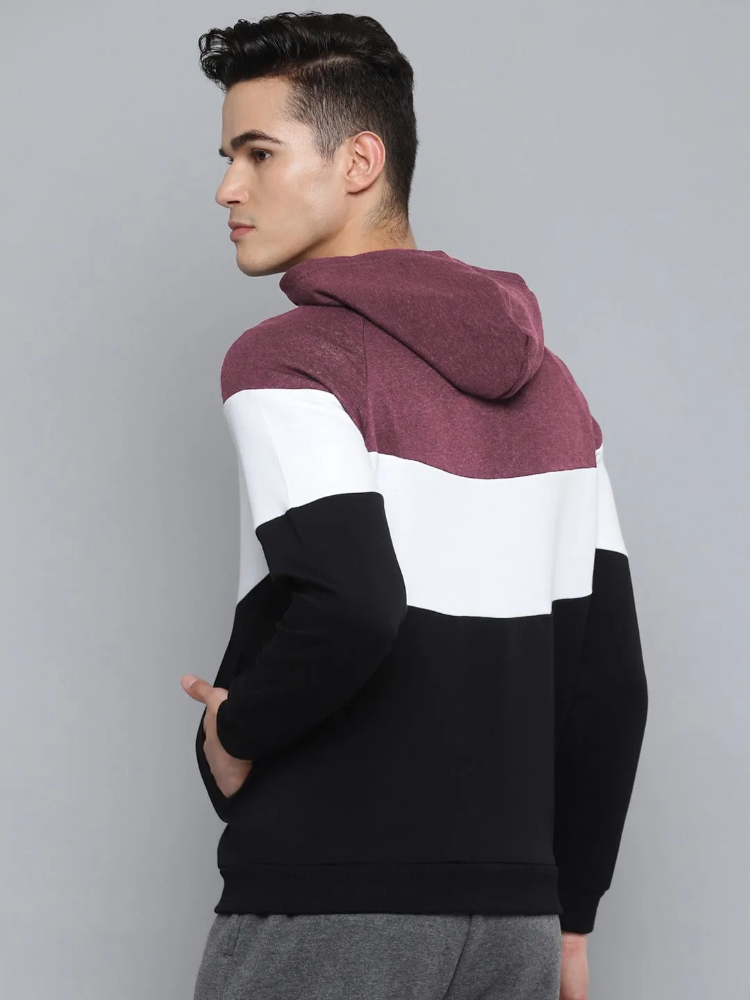 Men's Black & White Colorblocked Pure Cotton Sporty Jacket