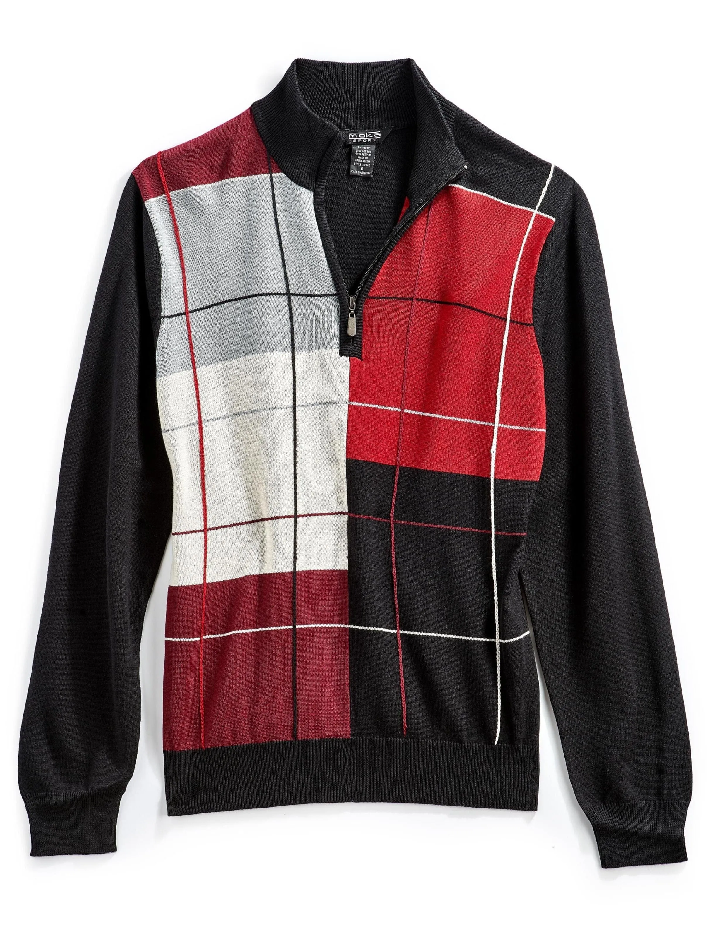 Men's Casual Color Block Sweater - with Quarter Zip & Long Sleeves