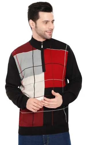 Men's Casual Color Block Sweater - with Quarter Zip & Long Sleeves