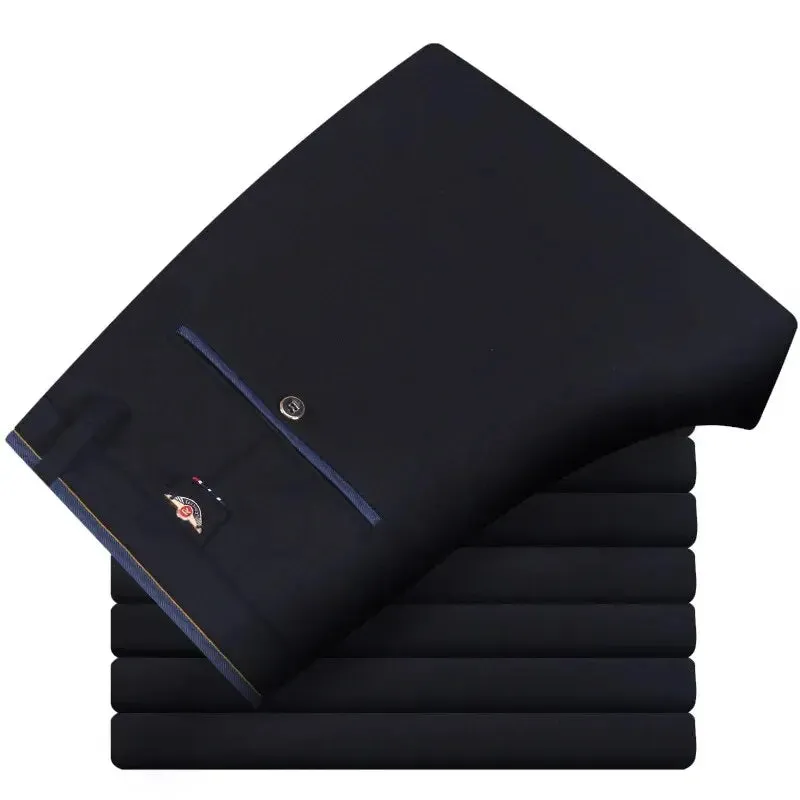 Men's Elastic Straight Pants Business Casual Formal Trousers