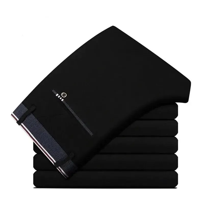 Men's Elastic Straight Pants Business Casual Formal Trousers