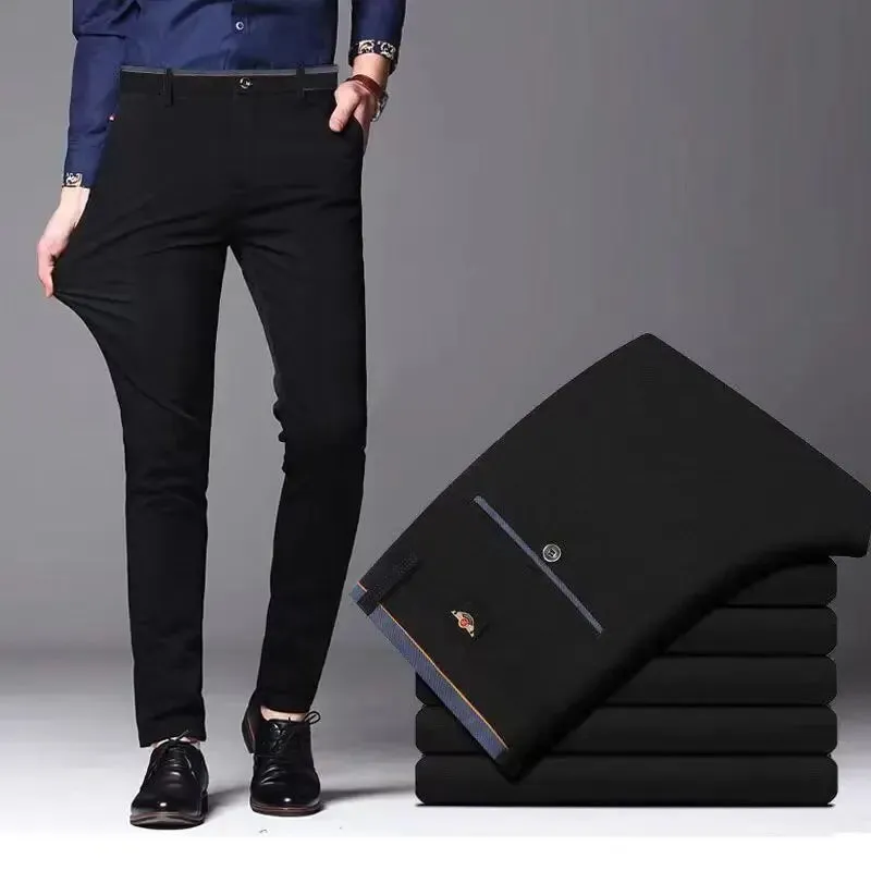 Men's Elastic Straight Pants Business Casual Formal Trousers