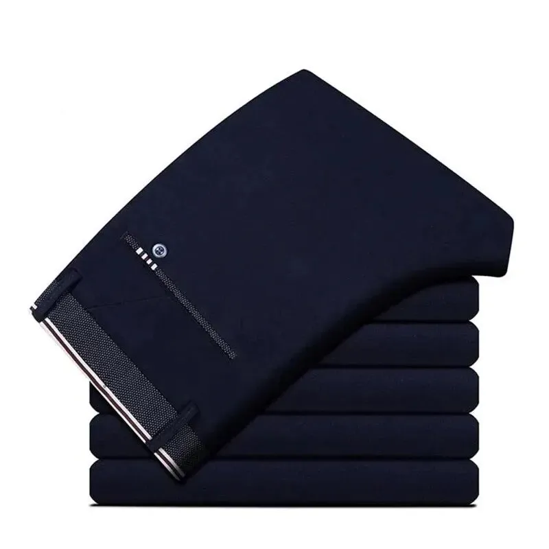 Men's Elastic Straight Pants Business Casual Formal Trousers