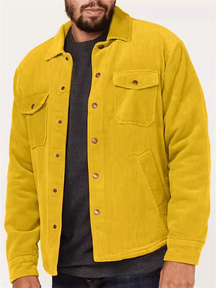Men's Fashion Solid Color Jacket with Multiple Pockets