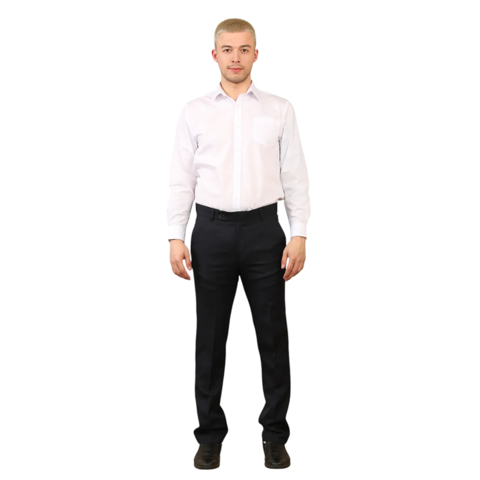 Mens Formal Elastic Waist Trouser Casual Business Office Work Home Adjustable Waist Belted Smart Dress Pants Straight Leg Flat Front Everpress Pockets Waist Sizes UK 30 Inch to UK 40 Inches