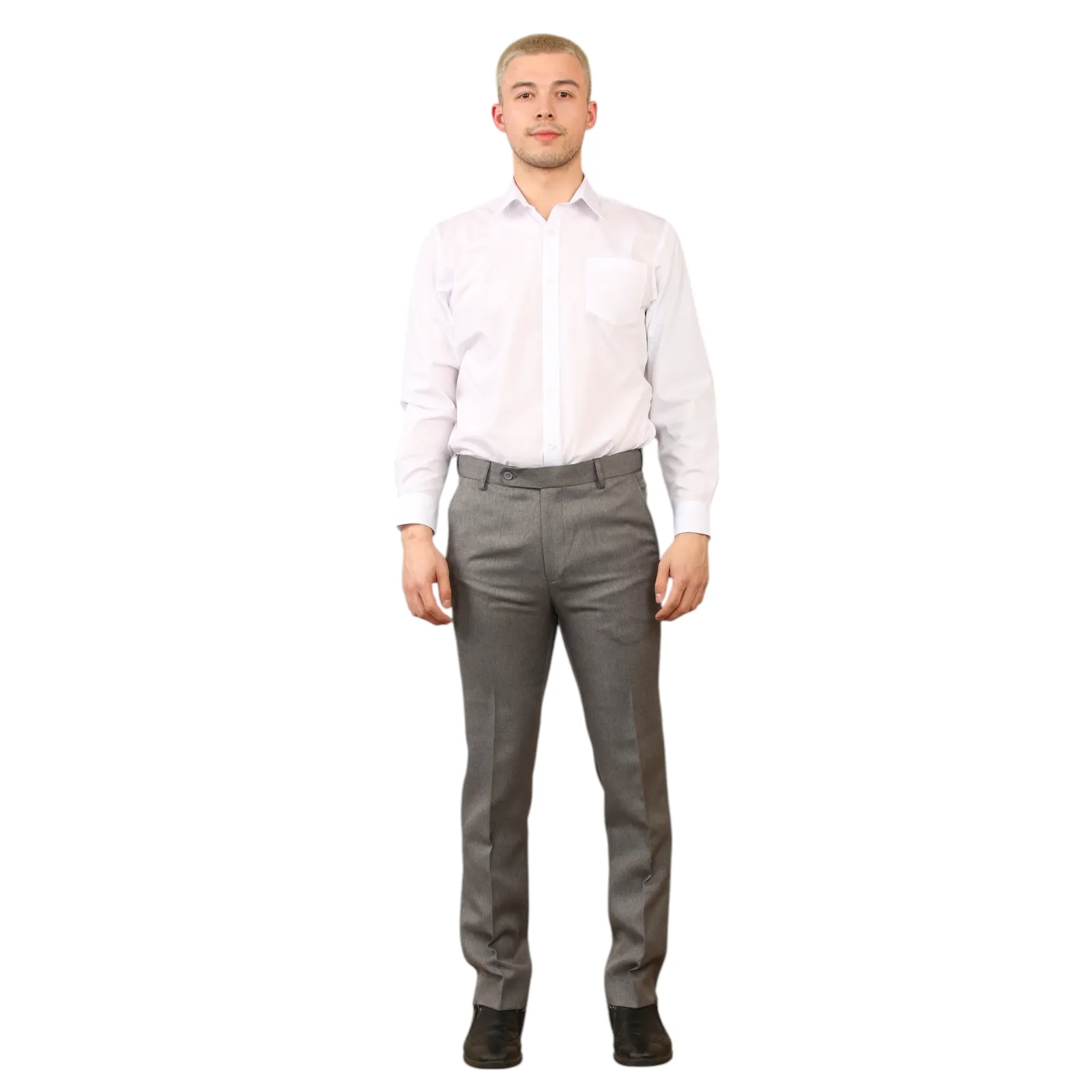 Mens Formal Elastic Waist Trouser Casual Business Office Work Home Adjustable Waist Belted Smart Dress Pants Straight Leg Flat Front Everpress Pockets Waist Sizes UK 30 Inch to UK 40 Inches