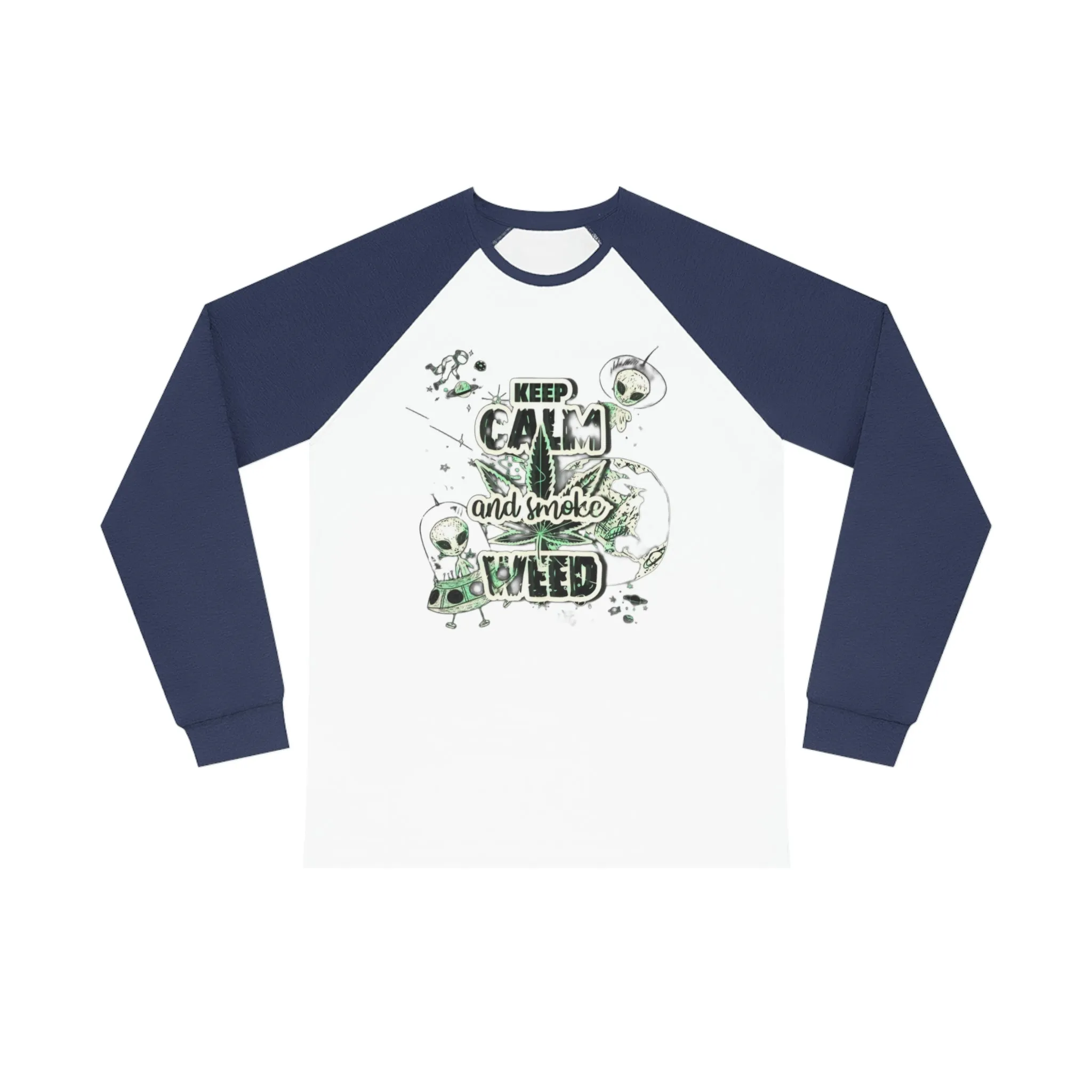 Men's Keep Calm and Smoke Weed Graphic Cotton Raglan Sleeve Pajama Set