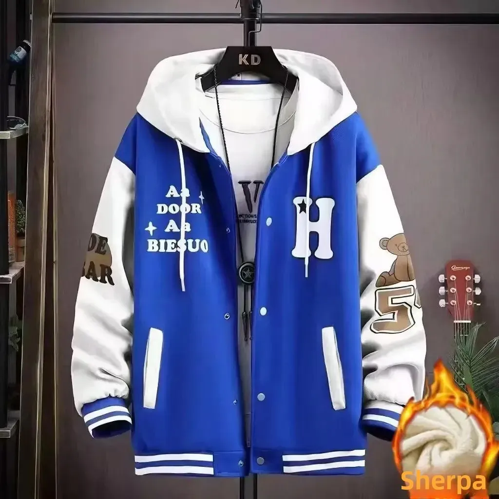 Men's Letter Printed Patchwork Coats