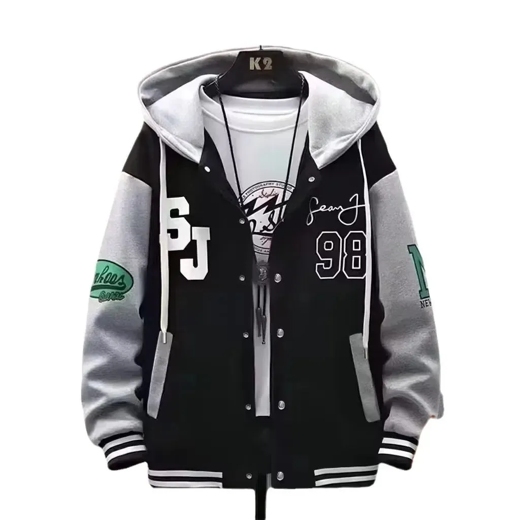 Men's Letter Printed Patchwork Coats