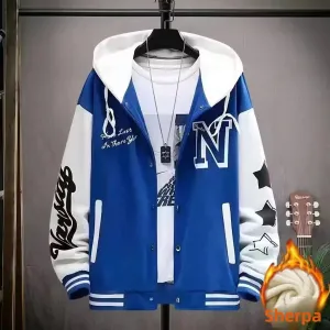 Men's Letter Printed Patchwork Coats