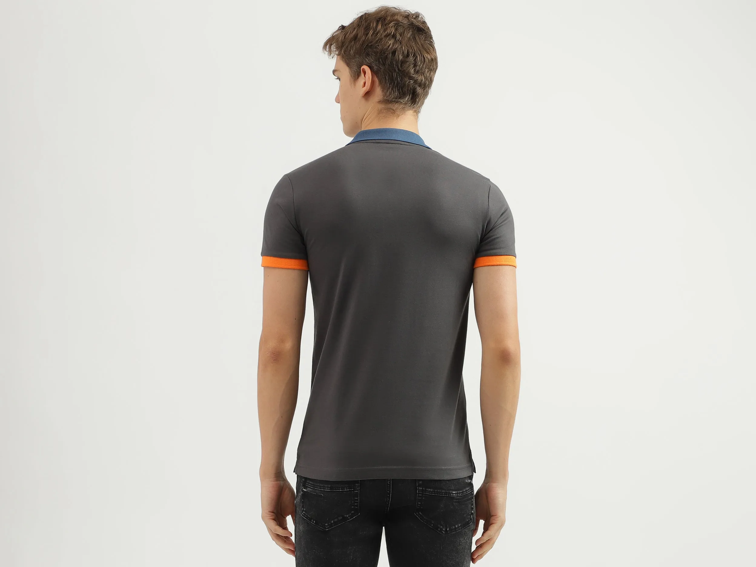 Men's Regular Fit Polo Neck Applique T-shirt