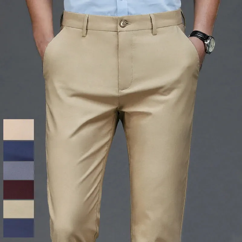 Men's Stretch Black Smart Casual Office Trousers