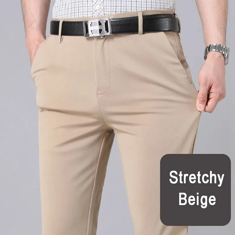 Men's Stretch Black Smart Casual Office Trousers