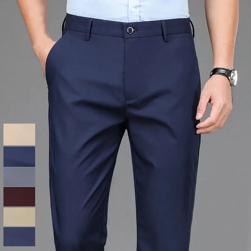 Men's Stretch Black Smart Casual Office Trousers