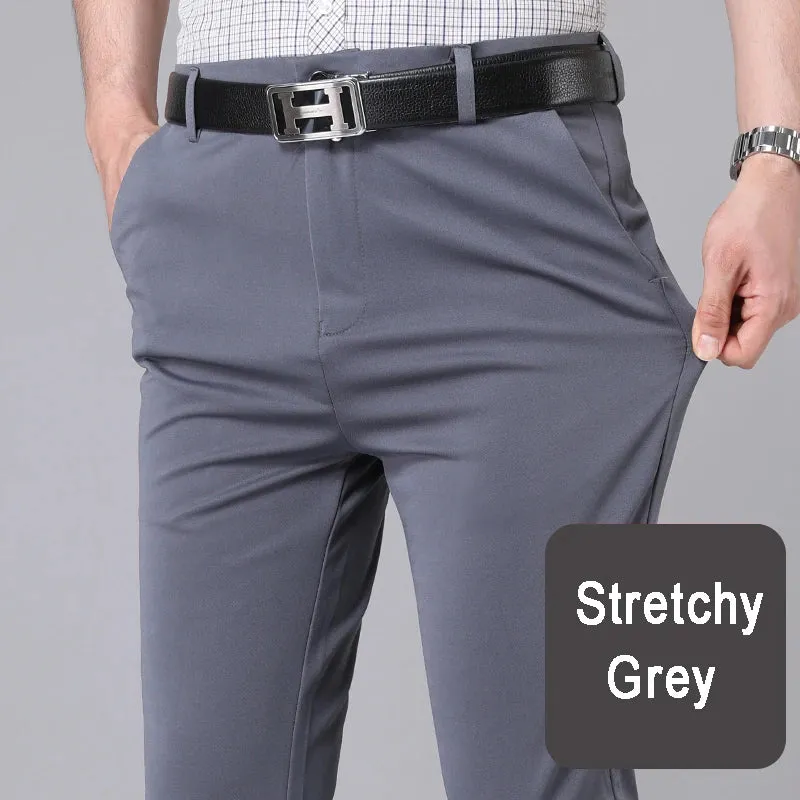 Men's Stretch Black Smart Casual Office Trousers