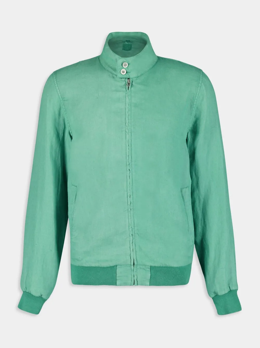 Mint Linen Bomber Jacket