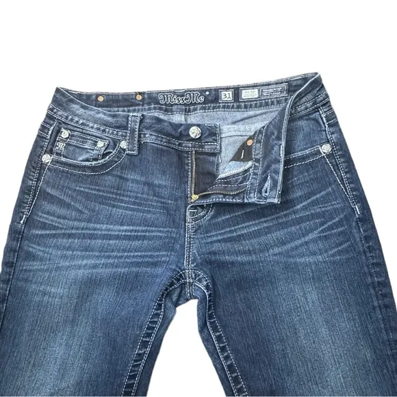 Miss Me Jeans Womens Mid-Rise Easy Boot Bejeweled Denim JE8221ES Women’s Sz 31