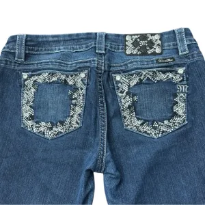 Miss Me Jeans Womens Mid-Rise Easy Boot Bejeweled Denim JE8221ES Women’s Sz 31