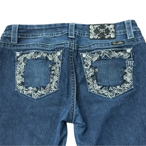 Miss Me Jeans Womens Mid-Rise Easy Boot Bejeweled Denim JE8221ES Women’s Sz 31