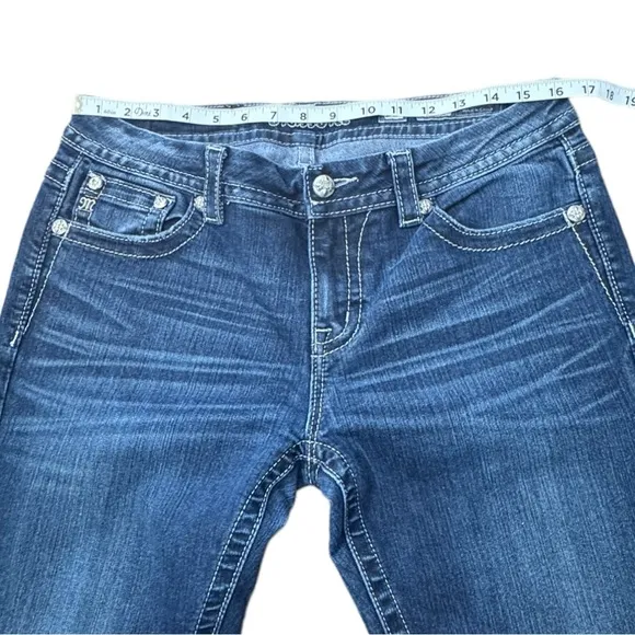 Miss Me Jeans Womens Mid-Rise Easy Boot Bejeweled Denim JE8221ES Women’s Sz 31