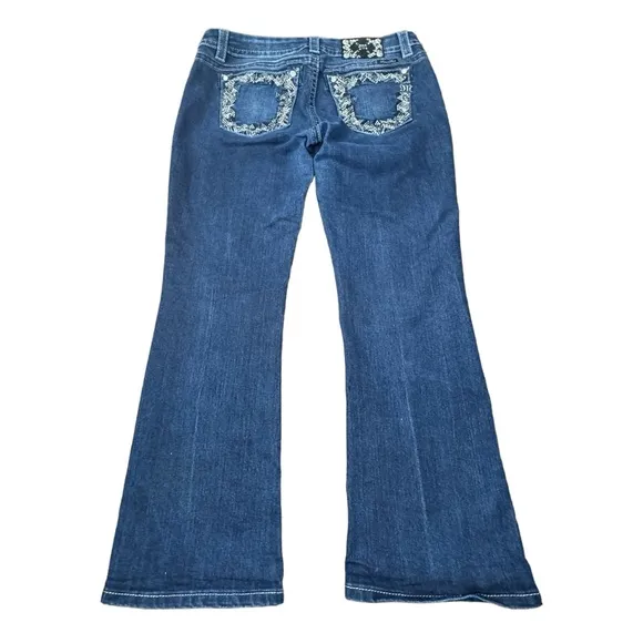 Miss Me Jeans Womens Mid-Rise Easy Boot Bejeweled Denim JE8221ES Women’s Sz 31