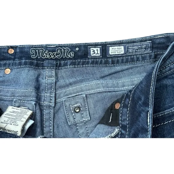 Miss Me Jeans Womens Mid-Rise Easy Boot Bejeweled Denim JE8221ES Women’s Sz 31