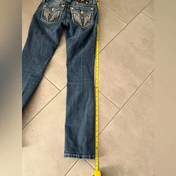 MISS ME mid-rise easy straight designed in USA blue jeans decorative pocket 25