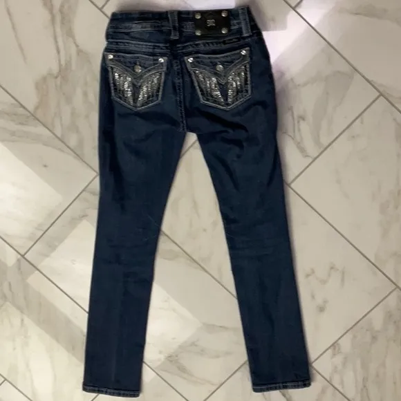MISS ME mid-rise easy straight designed in USA blue jeans decorative pocket 25